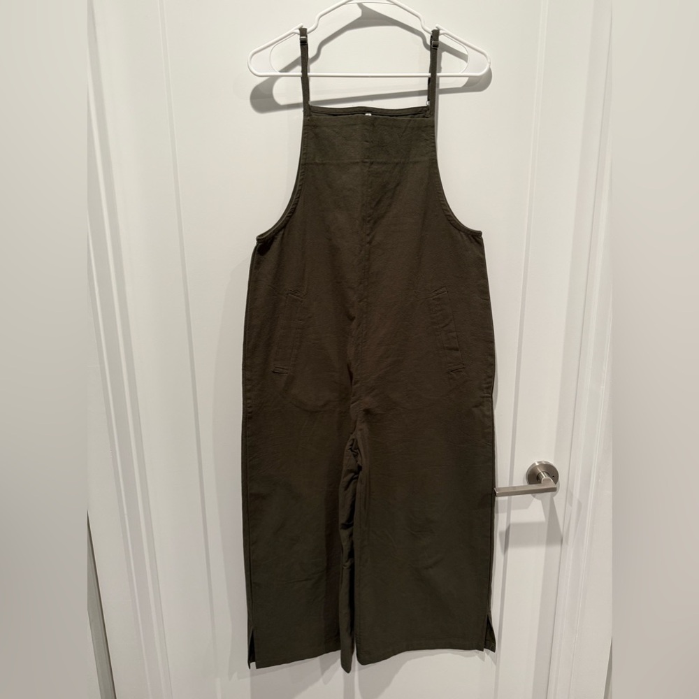 YESNO Women Casual Loose Long Bib Pants Wide Leg Jumpsuits Baggy Cotton Rompers